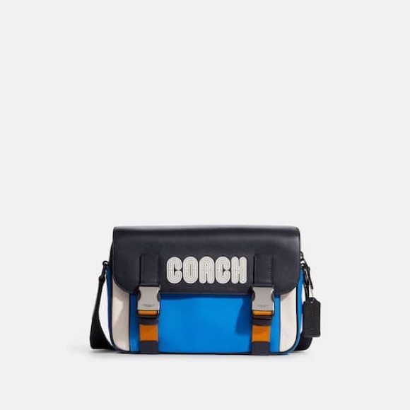 Coach Track Crossbody In ColorBlock with Coach Branding on Front Flap - Picture 2 of 16